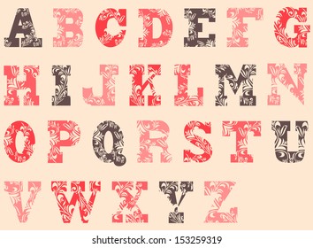 hand drawn decorative alphabet letters for your design