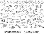 Hand drawn decorative ampersands, curls and swirls collection. Vintage vector design elements. Ink illustration.