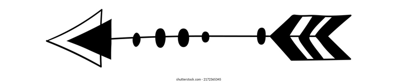Flecha decorativa dibujada a mano. Ilustración del vector