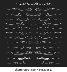 Hand Drawn decorative border or divider set. 
