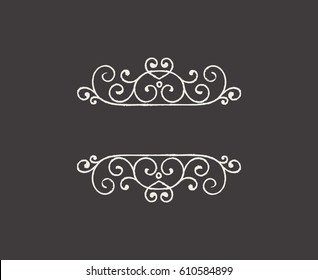 Hand drawn decorative border in grunge retro style. Elegant vintage calligraphic vignette or divider for greeting card, banner, retro party, wedding invitation, menu, postcard. Vector illustration.