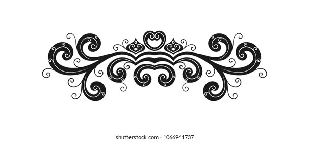 Hand drawn decorative border in retro style. Vintage calligraphic vignette or divider for greeting card, wedding invitation, menu, postcard. Swirls ornament and page decoration. Vector illustration.