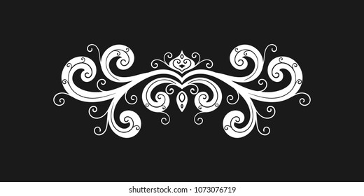 Hand drawn decorative border in retro style. Vintage calligraphic vignette or divider for greeting card, wedding invitation, menu, postcard. Swirls ornament and page decoration. Vector illustration.