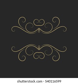 Hand drawn decorative border in retro style. Elegant vintage calligraphic vignette or divider for greeting card, banner, retro party, wedding invitation, menu, postcard. Vector illustration.
