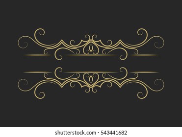 Hand drawn decorative border in retro style. Elegant vintage calligraphic vignette or divider for greeting card, banner, retro party, wedding invitation, menu, postcard. Vector illustration.