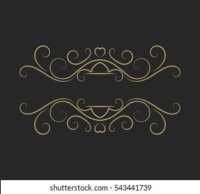 Hand drawn decorative border in retro style. Elegant vintage calligraphic vignette or divider for greeting card, banner, retro party, wedding invitation, menu, postcard. Vector illustration.