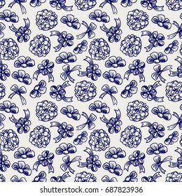 Hand drawn decorative bows seamless pattern, vector illustration