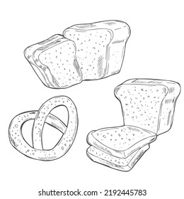 Handgezeichnete dekorative Bäckerei . Vektorgrafik.