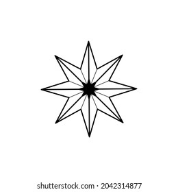 Hand drawn decorative celestial star. Spiritual symbol celestial space. Magic talisman isolated on white background.