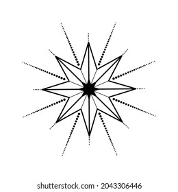 Hand drawn decorative celestial star. Spiritual symbol celestial space. Magic talisman isolated on white background.