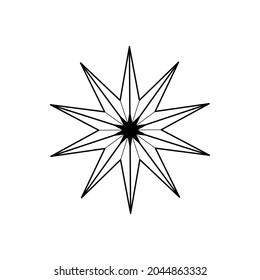 Hand drawn decorative celestial star. Spiritual symbol celestial space. Magic talisman isolated on white background.