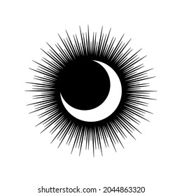 Sol y Luna celestiales decorativos dibujados a mano. Símbolo espiritual del espacio celeste. El talismán mágico aislado de fondo blanco.