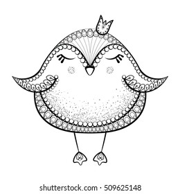 Pingüino Decorativo De Navidad Dibujado A Mano. Ilustración vectorial en estilo zentangle. Esbozo para páginas adultas anti estrés colorantes, diseño de pantalones t, tatuajes, afiches de Año Nuevo y tarjetas de felicitación