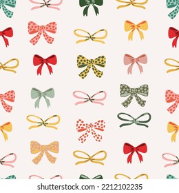 Hand drawn decorative color bows. Bow page decoration, packaging, invitation elements, Christmas, Valentine, birthday, holiday gift wrapping elements