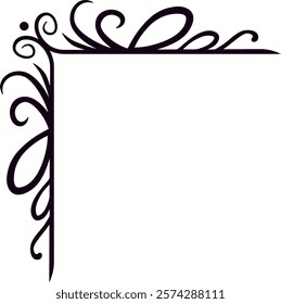 Hand drawn decorative corner border adds a touch of elegance, creating a sophisticated frame for invitations, announcements, or any design element requiring a refined flourish