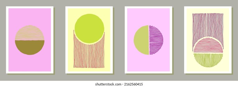 Tapas decorativas dibujadas a mano para la colección vectorial. Collage de manchas acuáticas. marcos de estilo de los años 50. Diseños de carteles de la oficina juvenil. Elementos de trazo de pincel.