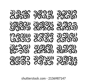 Hand drawn decorative curls and swirls. A collection of vintage vector design elements. Ink illustration.