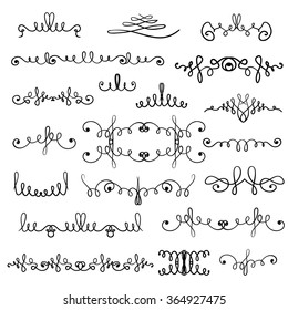 Hand drawn decorative curls and swirls vector