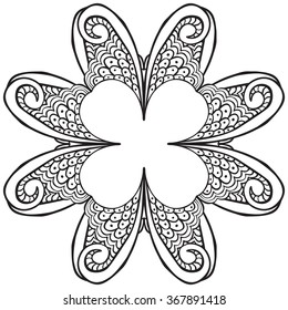 Hand drawn decorative design element - like stylized flower - coloring sheet for adults