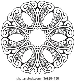 Hand drawn decorative design element - coloring sheet for adults