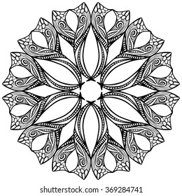 Hand drawn decorative design element - like stylized flower - coloring sheet for adults