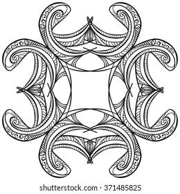 Hand drawn decorative design element - coloring sheet for adults