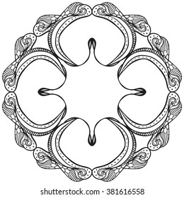 Hand drawn decorative design element - like stylized flower - coloring sheet for adults
