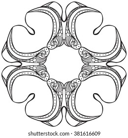 Hand drawn decorative design element - like stylized flower - coloring sheet for adults