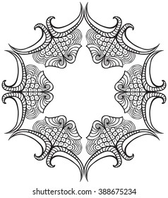 Hand drawn decorative design element - like stylized flower - coloring sheet for adults