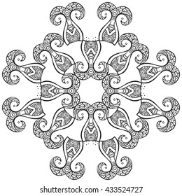Hand drawn decorative design element - coloring sheet for adults