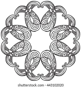 Hand drawn decorative design element - like stylized flower - coloring sheet for adults