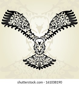 hand drawn decorative eagle, design element