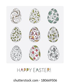 hand drawn decorative easter eggs