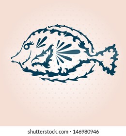 hand drawn decorative fish, design element