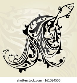 hand drawn decorative fish, design element