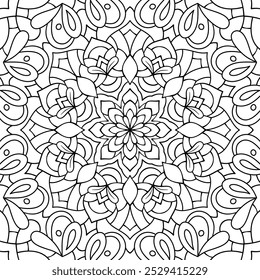 Hand drawn decorative floral design. drawing of botanical, natural theme. coloring book page, ornament, decoration, tattoo, wallpaper, sticker.