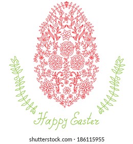 hand drawn decorative floral Easter Egg, design element