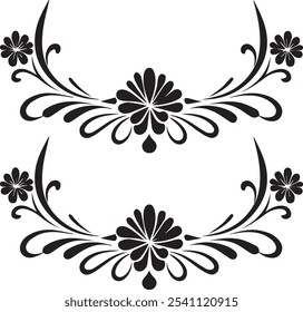 Vector de remolinos florales decorativos dibujados a mano