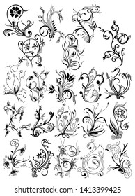Hand Drawn Decorative Floral Vector Pack 04
