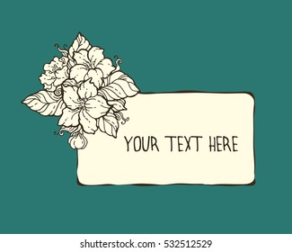 Hand drawn decorative flowers frame