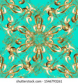 Hand drawn decorative frame, album cover, greeting card, vintage Art deco style. Vector abstract floral wreath from golden doodle fantasy leaves and flower on a brown and blue colors.