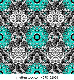 Hand drawn decorative frame, album cover, greeting card, vintage Art deco style. Vector abstract floral wreath from white doodle fantasy leaves and flower on a blue background.