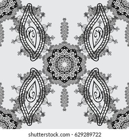 Hand drawn decorative frame, album cover, greeting card, vintage Art deco style. Vector abstract floral wreath from dim doodle fantasy leaves and flower on a gray background.