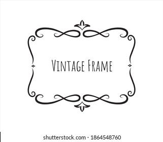 Hand drawn decorative frame, border, label template calligraphic design element. isolated vintage vector illustration