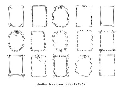 Hand Drawn Decorative Frame Collection with Sketchy Borders for Easter and Spring Cards
