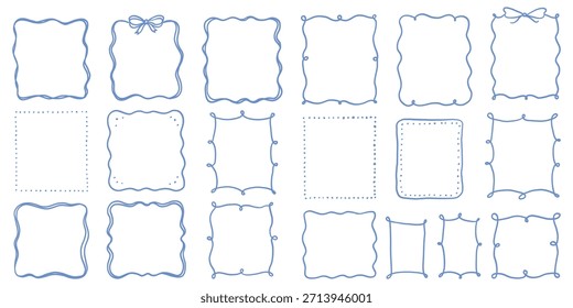Marco decorativo dibujado a mano en estilo de arte de línea limpia. Colección de lindos bordes y rótulos para branding, packaging, invitaciones, planners, redes sociales y diseños imprimibles.