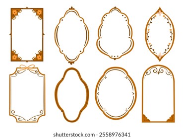 Hand Drawn Decorative Frames Floral Accents. A collection of 8 hand-drawn decorative frames featuring floral and ornamental details, ideal for invitations, patterns, and creative projects