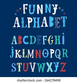 Hand drawn decorative funny vector ABC letters. Nice font for your design.
