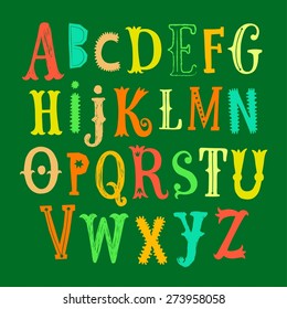 Hand drawn decorative funny vector ABC letters. Nice font for your design.
