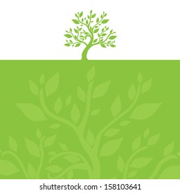 hand drawn decorative green tree, symbol of nature, for your design
